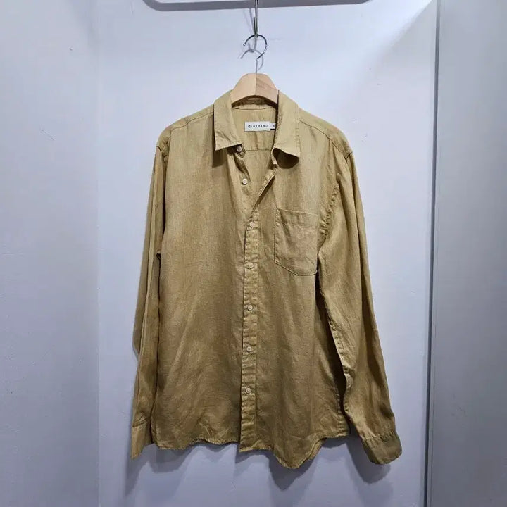[BUNJANG] Giordano Linen Long Sleeve Shirt Beige 105 / 지오다노 린넨 긴팔 셔츠 베이지 105