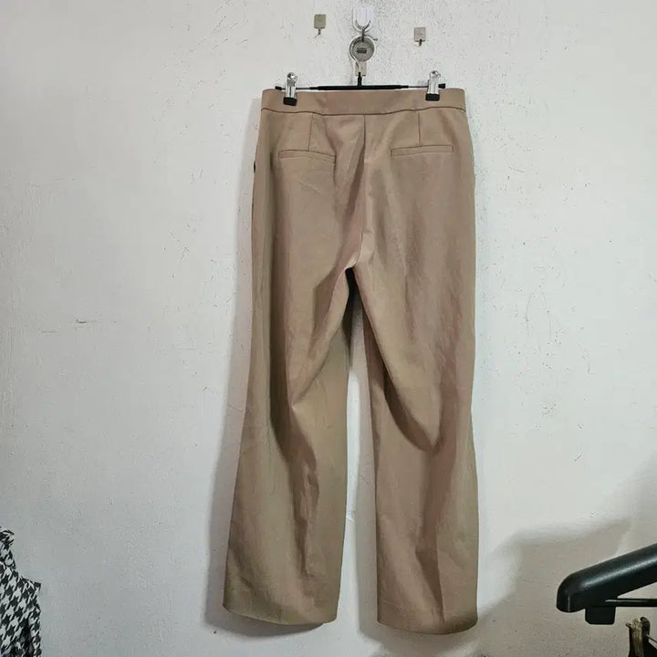 [BUNJANG] Beige Wide Leg Slacks Pants / 베이지색 와이드 슬랙스 팬츠