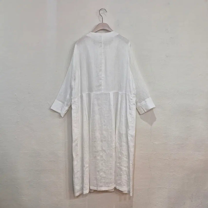 [BUNJANG] White Linen Button Long Dress - Japanese Vintage / 화이트 린넨 버튼 롱 원피스 일본빈티지