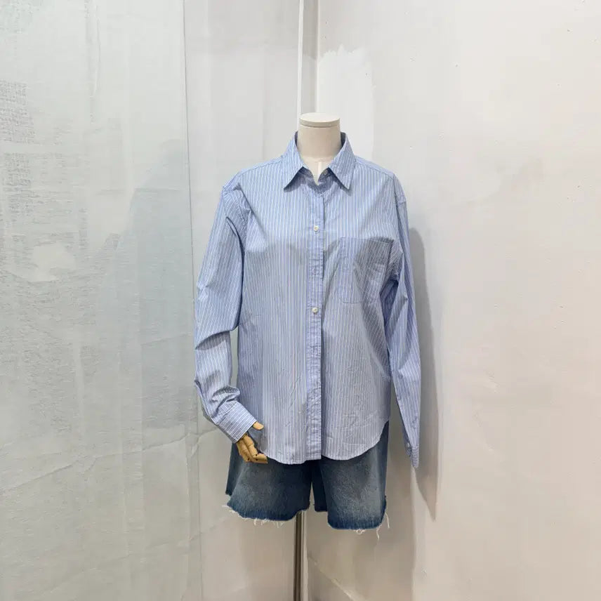 [BUNJANG] CREME Overfit Stripe Shirt / CREME크렘 오버핏 스트라이프 줄무늬셔츠 남방 4488
