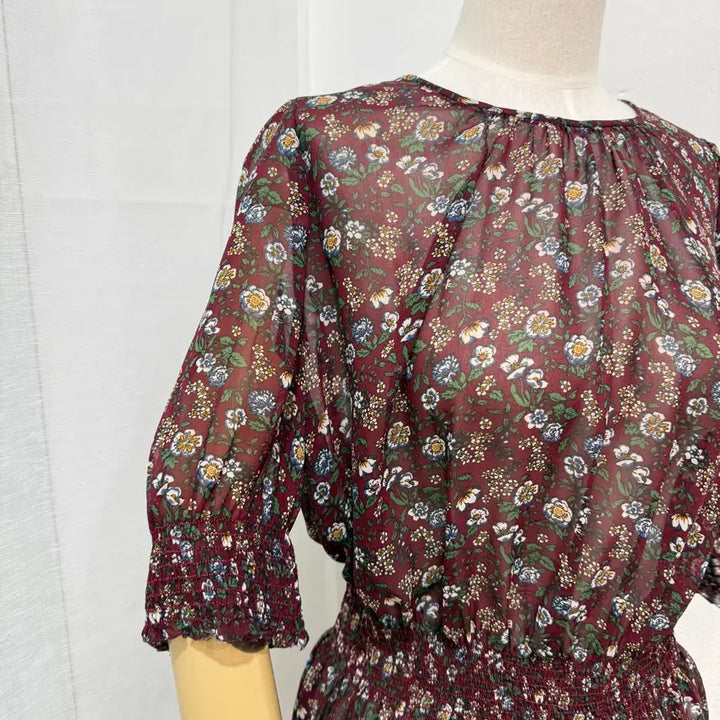 [SOLD OUT] (77)모조에스핀 시스루 밴딩 쉬폰블라우스 칠부 4489
