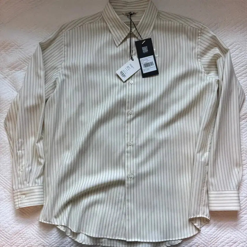 [BUNJANG] ORRARI Superfine Wool Stripe Shirt Ivory / 오라리 슈퍼파인울 스트라이프 셔츠 아이보리 3사이즈