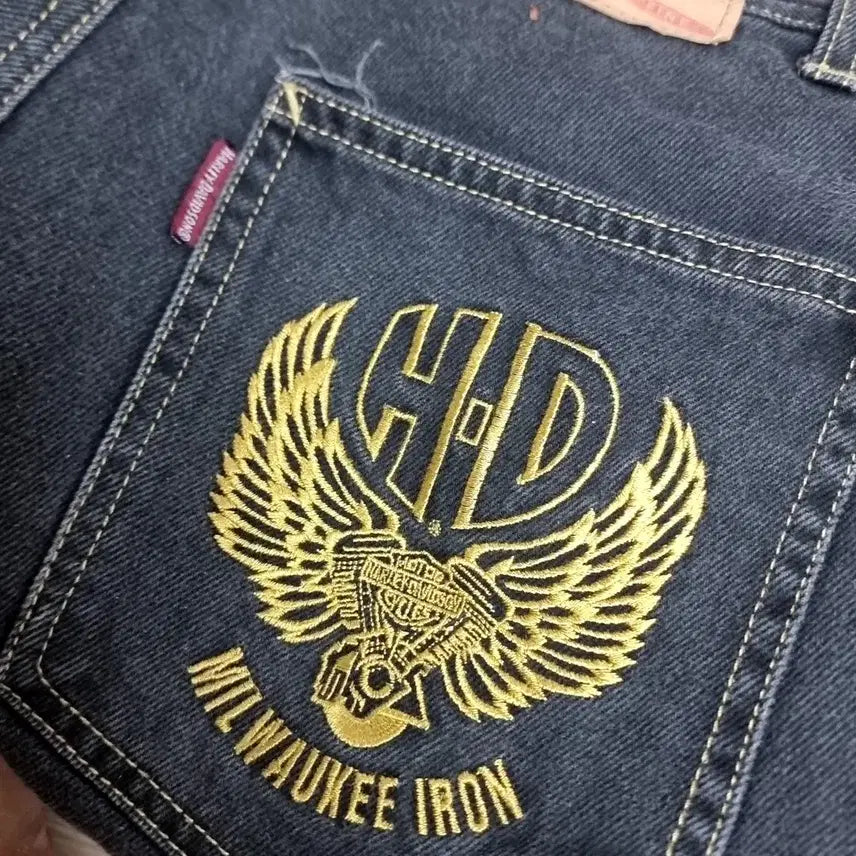 [BUNJANG] Harley-Davidson Blue Denim Shorts / 할리데이비슨 블루 데님 반바지 여성이나 아동(실측)