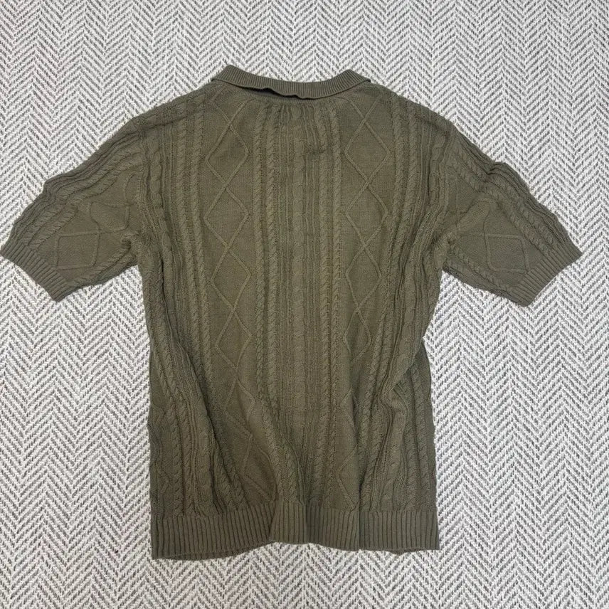 [BUNJANG] Collar Short Sleeve Knit M Khaki / 카라 반팔니트