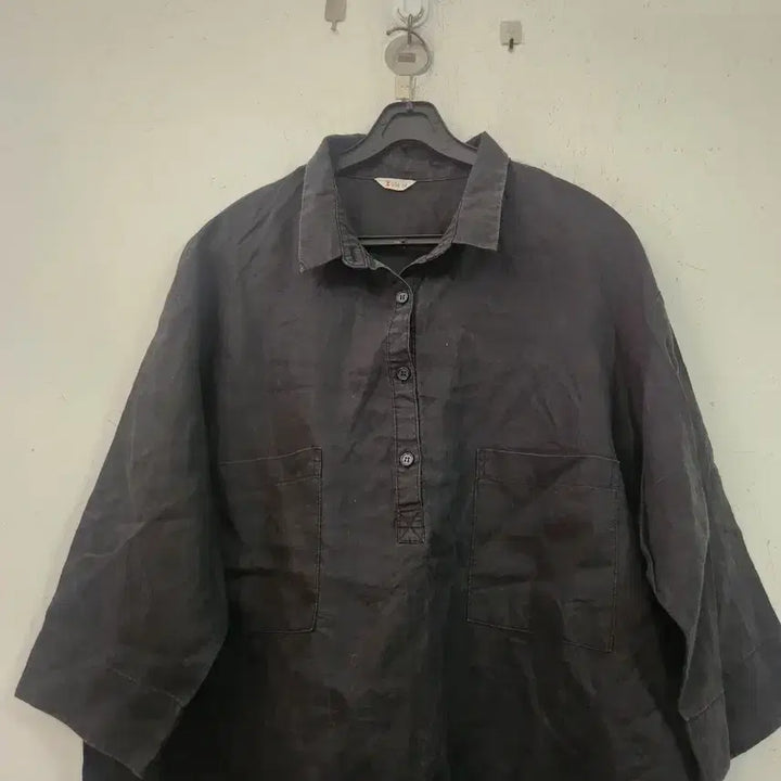 [BUNJANG] Black Short-Sleeve Long Shirt / 마.검정색 반팔 롱셔츠