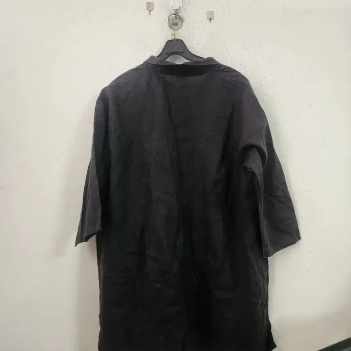 [BUNJANG] Black Short-Sleeve Long Shirt / 마.검정색 반팔 롱셔츠