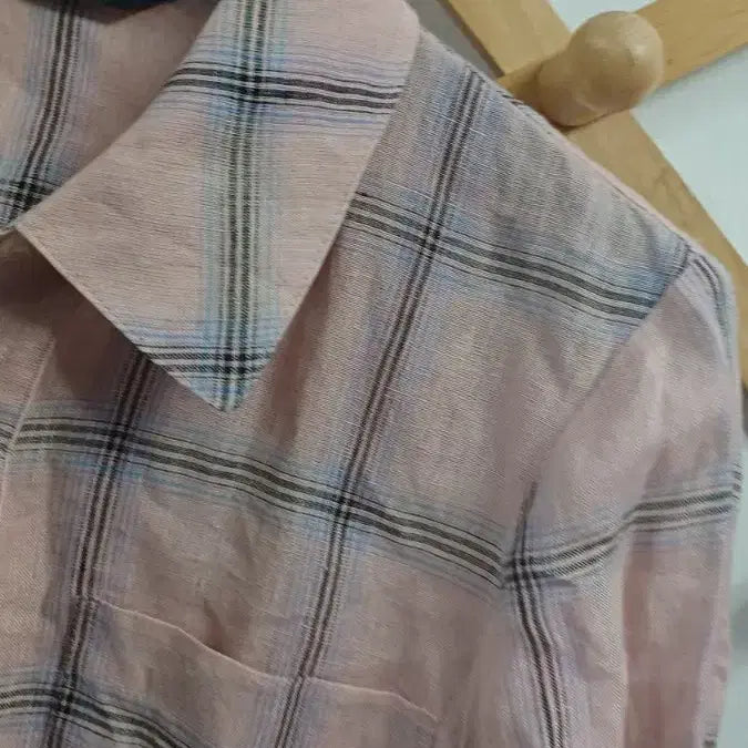[BUNJANG] 100% Linen Check Pattern Jacket / 린넨 100%자켓 반가슴55 길이64 (새)옷