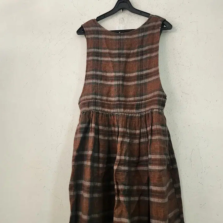 [BUNJANG] Checkered Long Dress Brown / 체크 롱 원피스 브라운 FREE