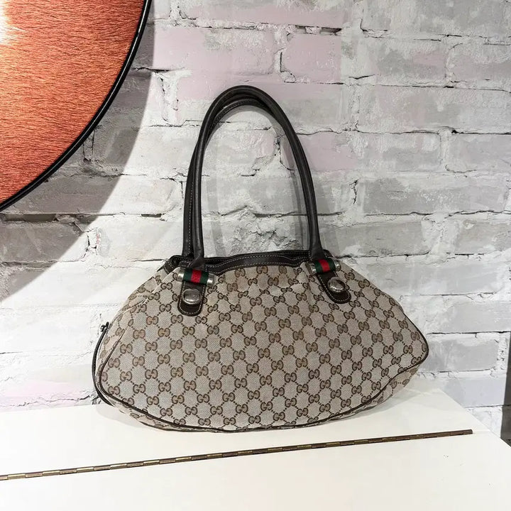 [BUNJANG] Gucci Brown Shery Line GG Canvas Shoulder Bag / 구찌 브라운 셰리 라인 GG 캔버스 숄더백