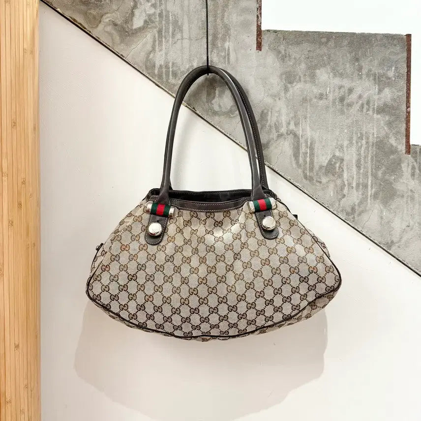 [BUNJANG] Gucci Brown Shery Line GG Canvas Shoulder Bag / 구찌 브라운 셰리 라인 GG 캔버스 숄더백