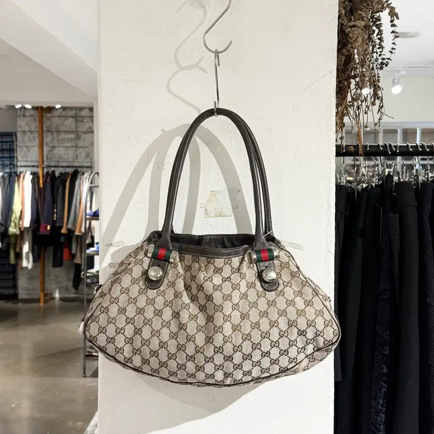 [BUNJANG] Gucci Brown Shery Line GG Canvas Shoulder Bag / 구찌 브라운 셰리 라인 GG 캔버스 숄더백