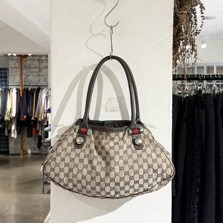 [BUNJANG] Gucci Brown Shery Line GG Canvas Shoulder Bag / 구찌 브라운 셰리 라인 GG 캔버스 숄더백
