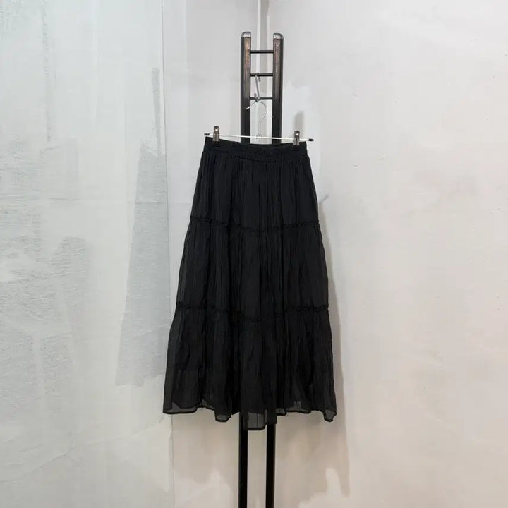 [BUNJANG] Bonispx Black Nylon Long Skirt / 보니스팍스 블랙 나일론 롱치마 롱스커트 밴딩치마 4499