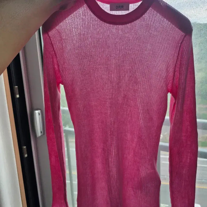 [BUNJANG] ORR Ribbed Round Neck Knit Pink L / ORR (오르) 골지 라운드넥 니트 핑크 L