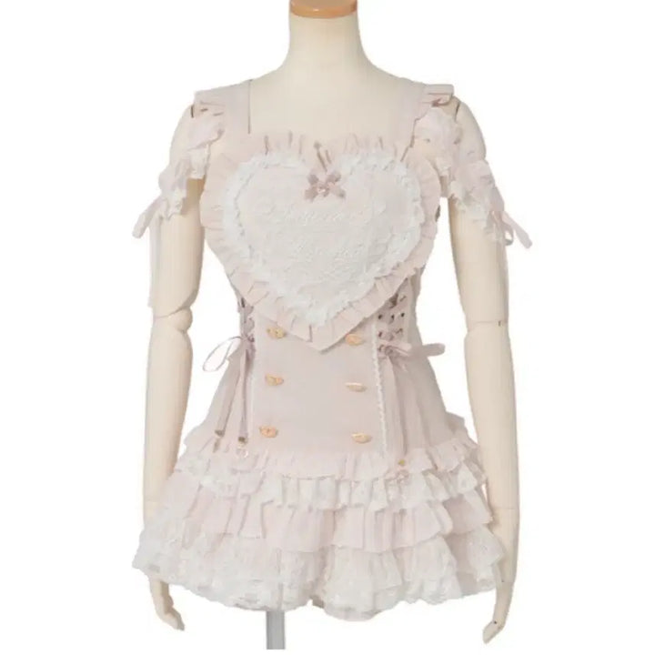 [BUNJANG] Lizlisa Heart Apron Setup Pink / 리즈리사 하트 에이프런 셋업 핑크
