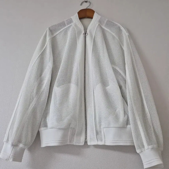 [BUNJANG] Hansome System White Mesh Zip-Up Jumper / [한섬시스템]화이트 메쉬 망사 집업 점퍼