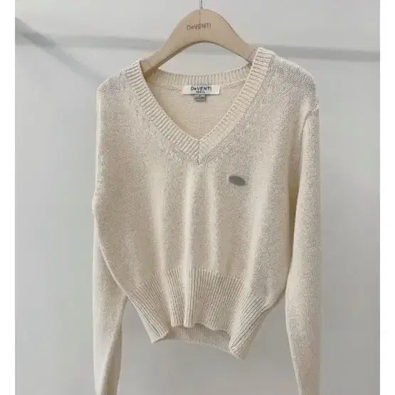 [BUNJANG] DeVENTI V-Neck Knit (Light Beige) / DeVENTI 브이넥 니트 연베이지