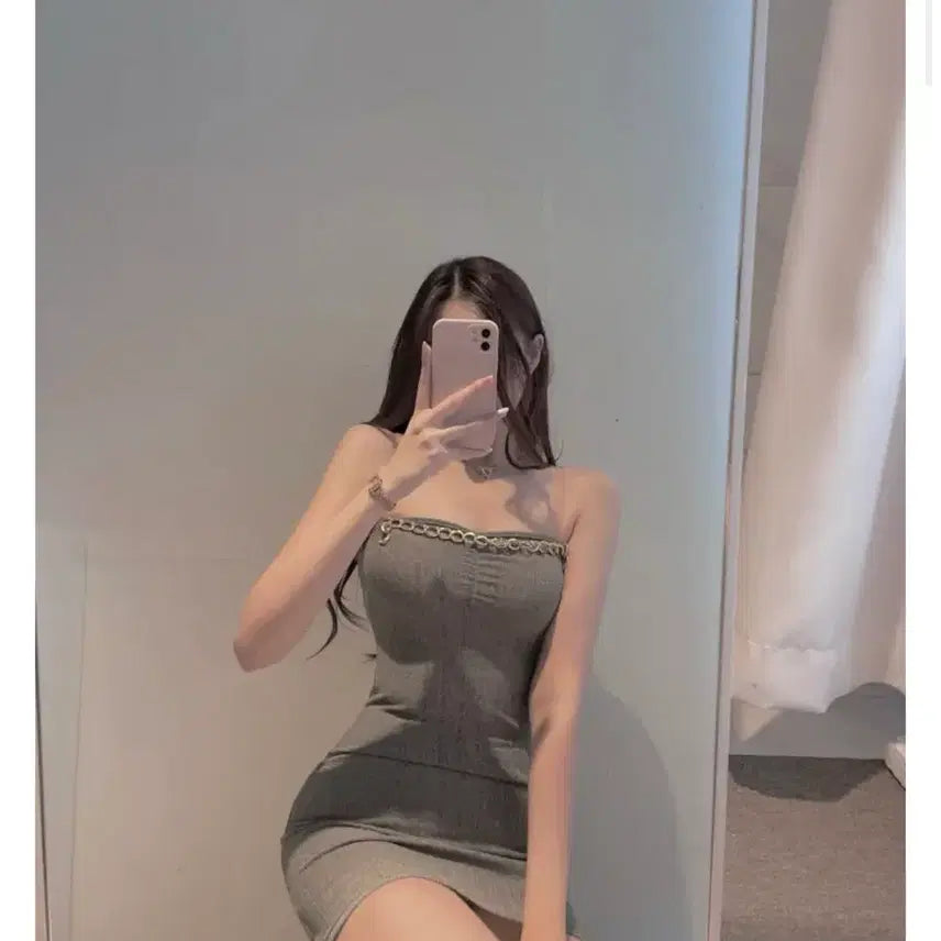 [BUNJANG] Chain Tube Mini Dress / 체인 튜브 미니원피스 파티드레스 홀복