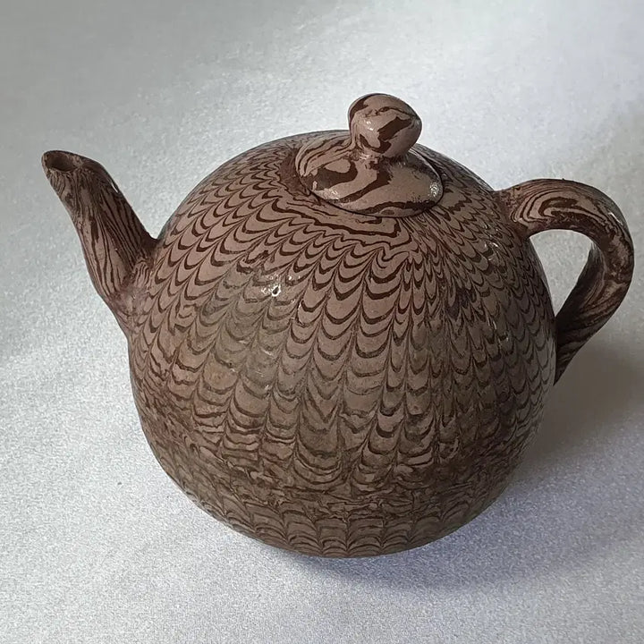 [BUNJANG] Unique Raku-Mon Pattern Ceramic Teapot / 독특한 연리문 패턴 도자기 찻주전자