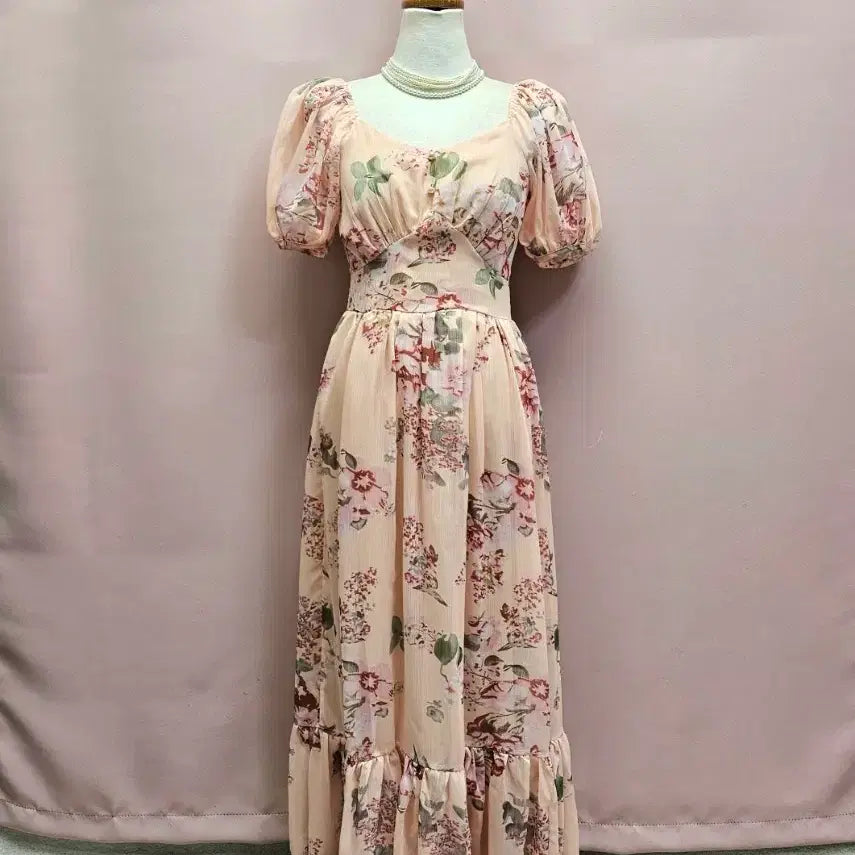 [BUNJANG] Goddess Flower Chiffon Long Dress / 여신 플라워 쉬폰 롱원피스