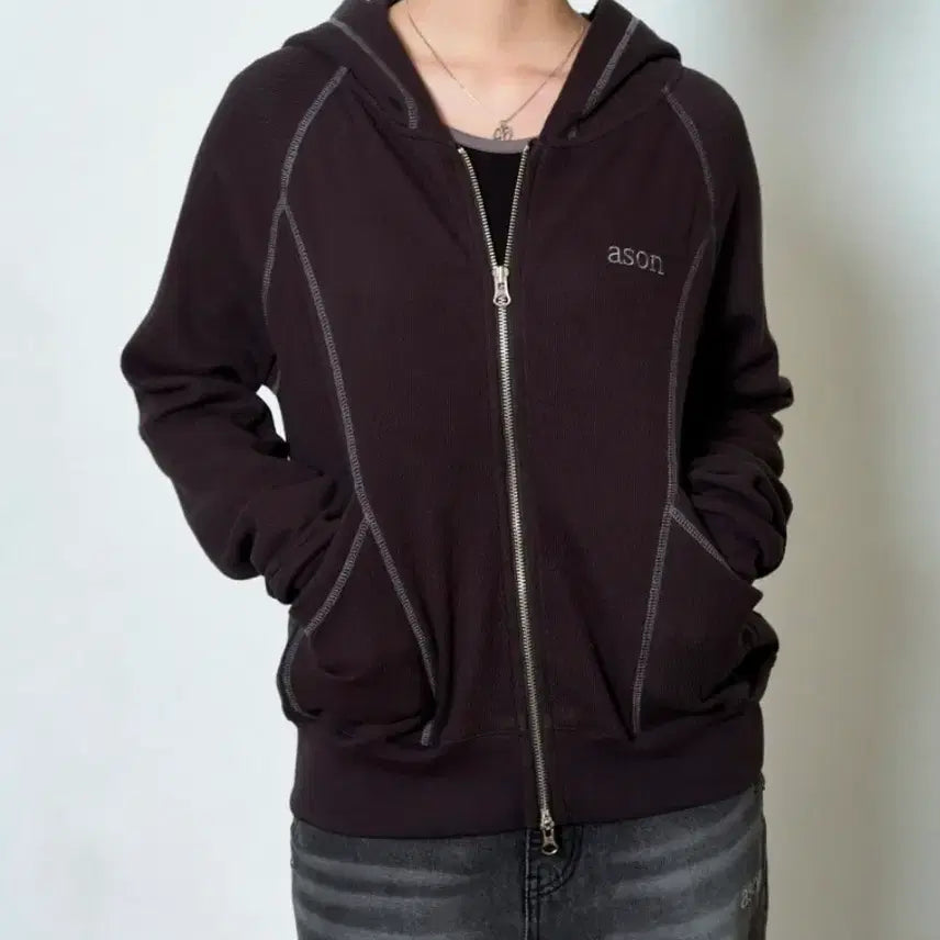 [BUNJANG] AZON BUNNY TRAINING HOOD ZIP-UP Charcoal / 애즈온 BUNNY TRAINING HOOD ZIP-UP 후드집업 (차콜)
