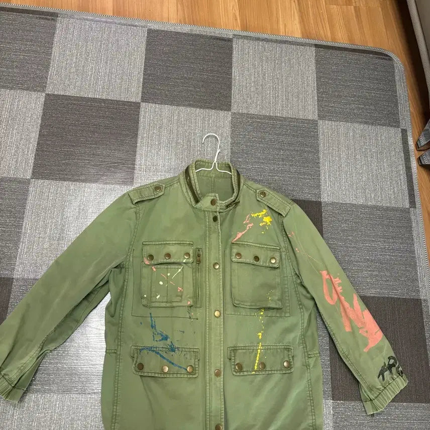 [BUNJANG] Vintage Painted Khaki Field Jacket / 빈티지 페인팅 카키 야상 자켓 5.5