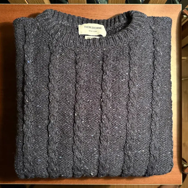 [BUNJANG] Thom Browne Donegal Cable Knit Sweater Navy / [4] 24ss 톰브라운 케이블 니트 네이비