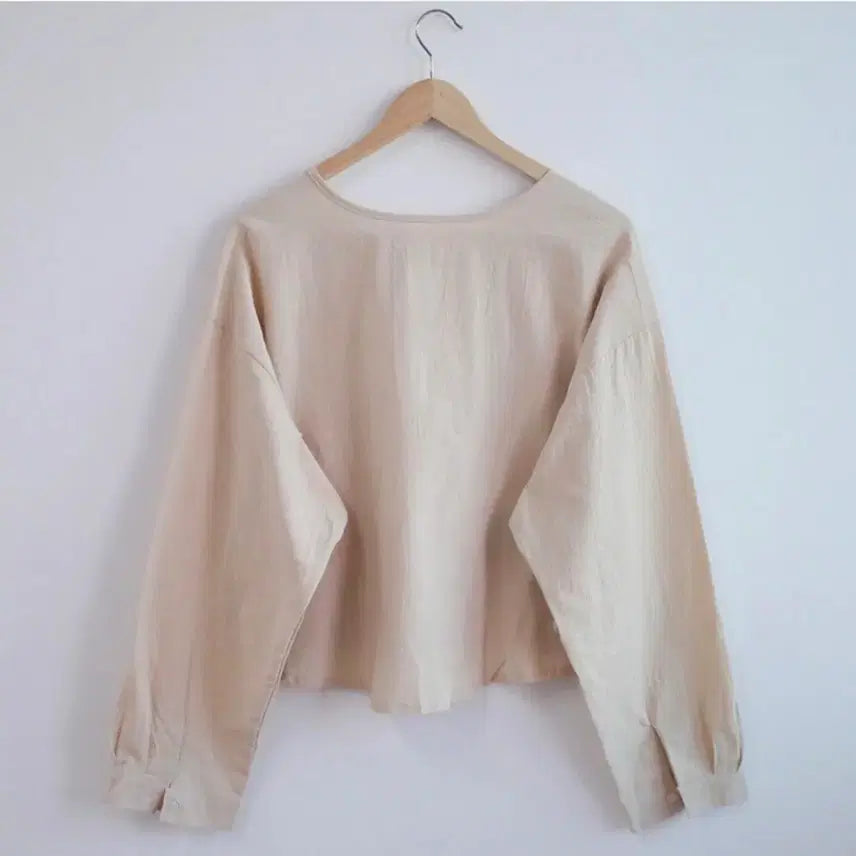 [BUNJANG] Linen Shirt Blue Cardigan / 린넨 셔츠 블루 가디건