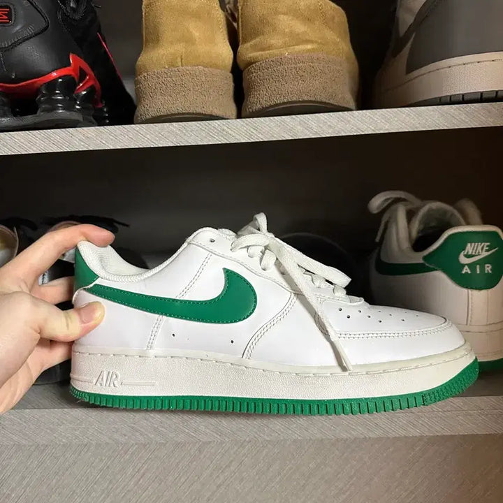 [BUNJANG] Nike Air Force 1 White/Green Swoosh / 나이키 에어포스1 흰/초 녹색 스우시 초록포스