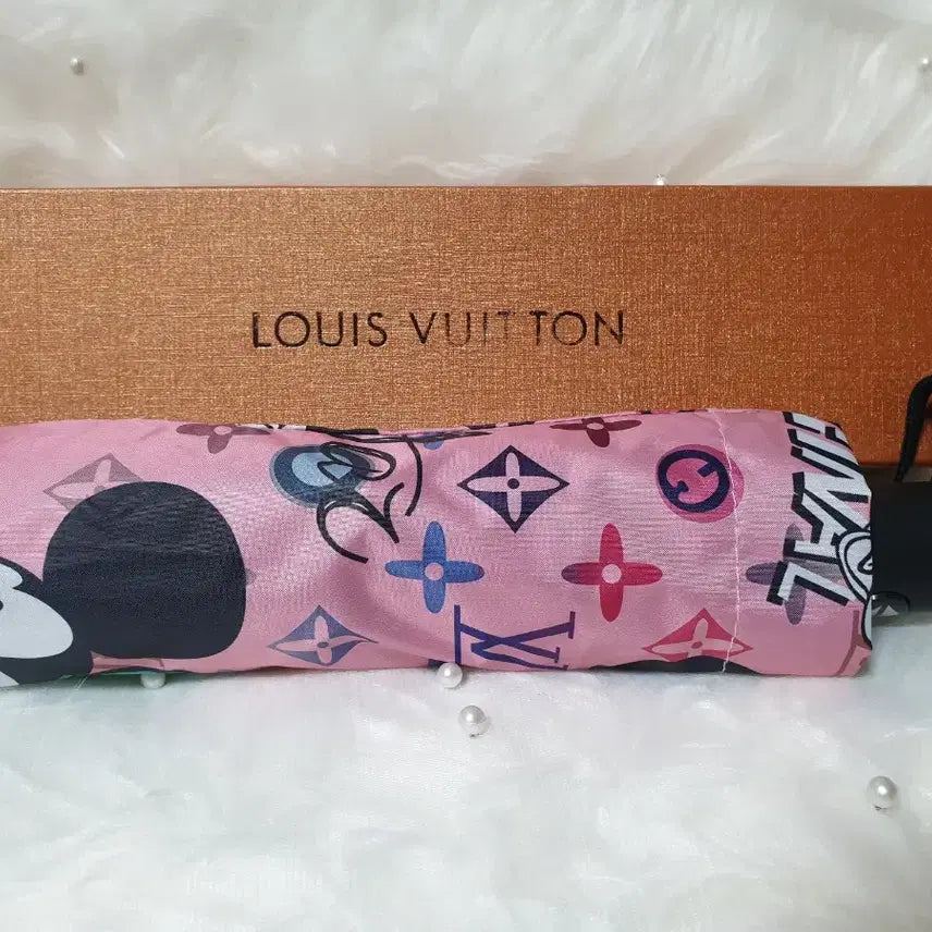 [BUNJANG] Disney Mickey Mouse Collaboration Pink Automatic Sun Umbrella / 미키마우스 LV 콜라보  핑크색 자동 양산 풀박스