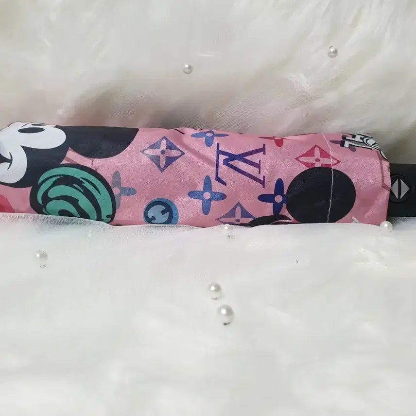 [BUNJANG] Disney Mickey Mouse Collaboration Pink Automatic Sun Umbrella / 미키마우스 LV 콜라보  핑크색 자동 양산 풀박스