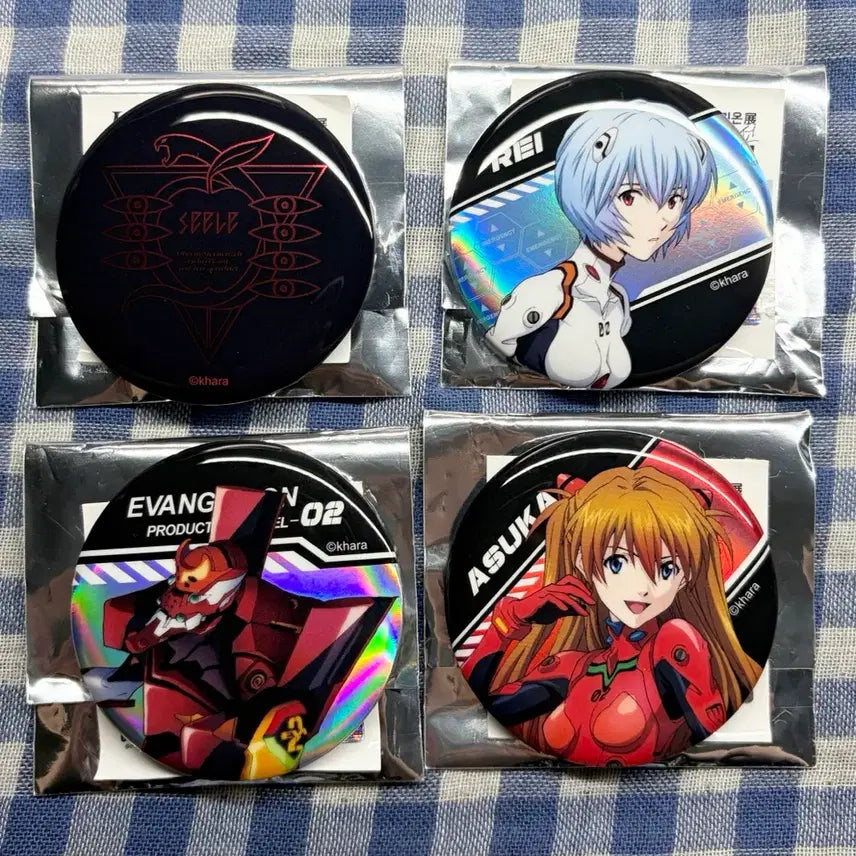 [BUNJANG] Evangelion Exhibition Can Badge Set (Rei, Asuka, Unit-02) - Bundle Set / 에반게리온 선 전시회 캔뱃지 레이 제레 2호기 아스카 일괄