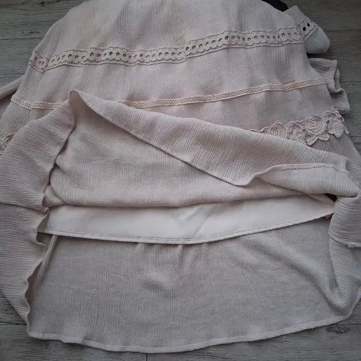 [BUNJANG] Beige Punching Lace Long Dress / 베이지 펀칭 레이스 롱원피스