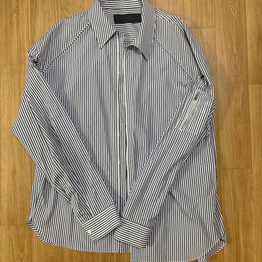 [BUNJANG] Juun.J MA-1 Stripe Zip-Up Jacket / (48)준지 마원 스트라이프 셔츠 집업 자켓
