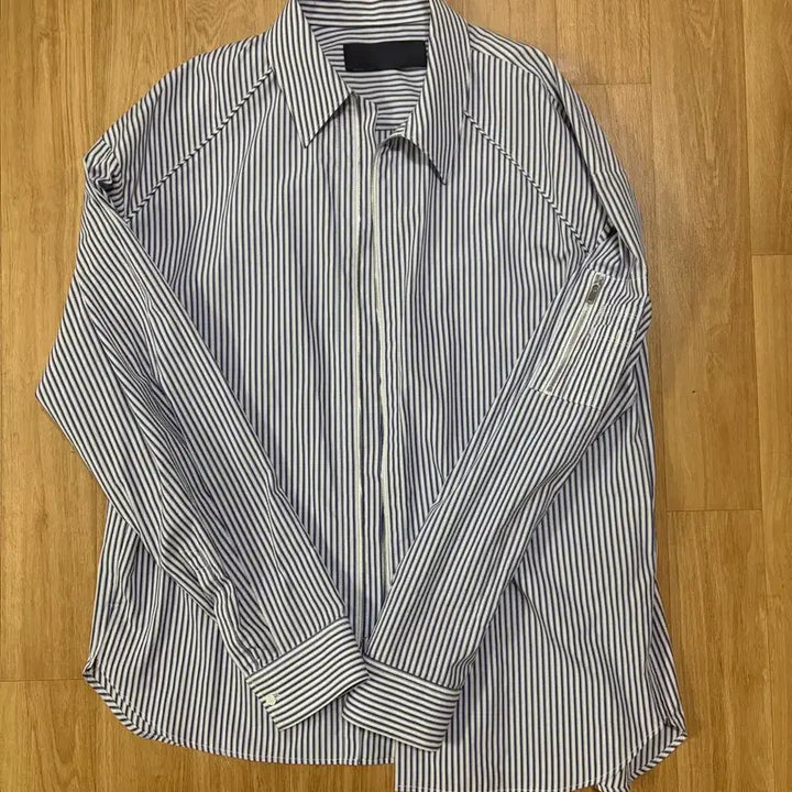 [BUNJANG] Juun.J MA-1 Stripe Zip-Up Jacket / (48)준지 마원 스트라이프 셔츠 집업 자켓