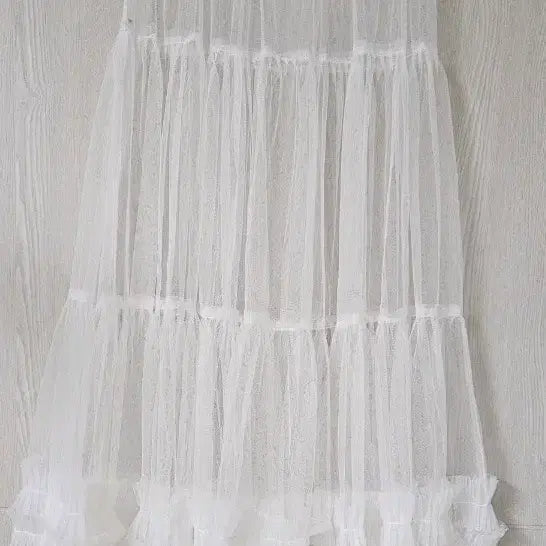 [BUNJANG] High-Quality See-Through Layered White Long Skirt / 고퀄 시스루 레이어드 화이트 스커트