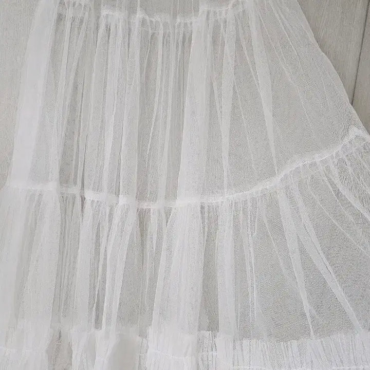 [BUNJANG] High-Quality See-Through Layered White Long Skirt / 고퀄 시스루 레이어드 화이트 스커트