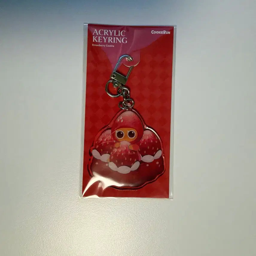 [BUNJANG] Cookie Run Strawberry Cookie Acrylic Epoxy Keyring / 쿠키런 아크릴 에폭시 키링(딸기맛 쿠키)