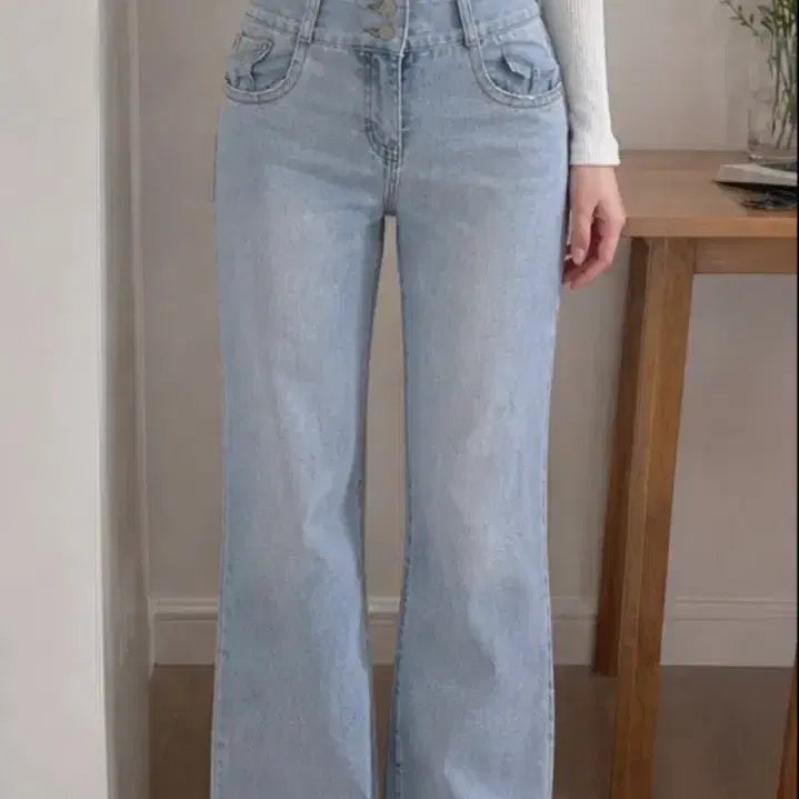 [BUNJANG] Light Wash Wide Leg Denim Pants / 연청 와이드 데님 팬츠 교신가능