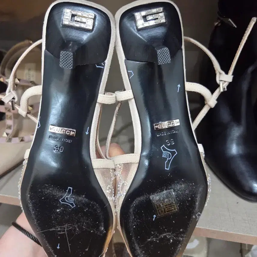 [BUNJANG] Gucci Mesh Crystal Beige Shoes / 구찌 메쉬 크리스탈 베이지