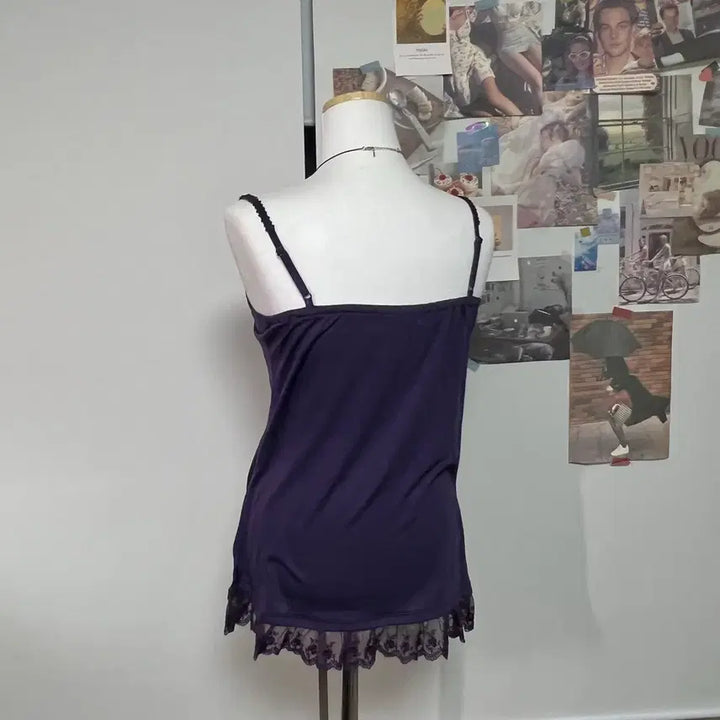 [BUNJANG] Fairy Purple Lace Sleeveless Top / 모리걸 페어리 퍼플 레이스 슬리브리스 나시
