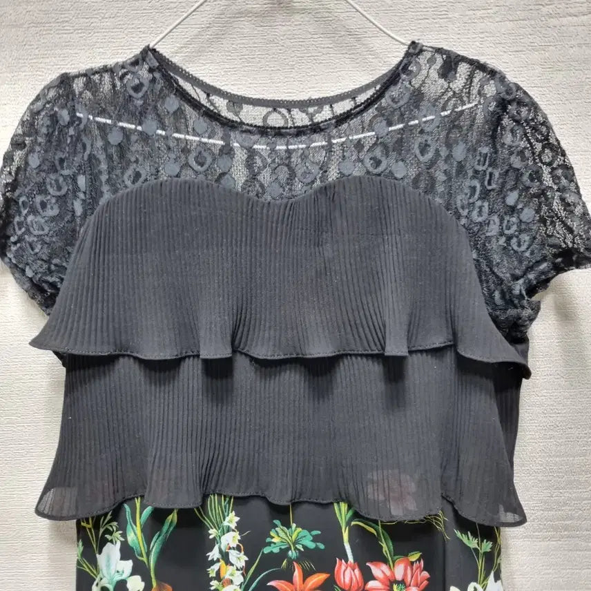 [BUNJANG] Black Lace Floral Pattern Long Dress / 사066 레이스 롱 원피스