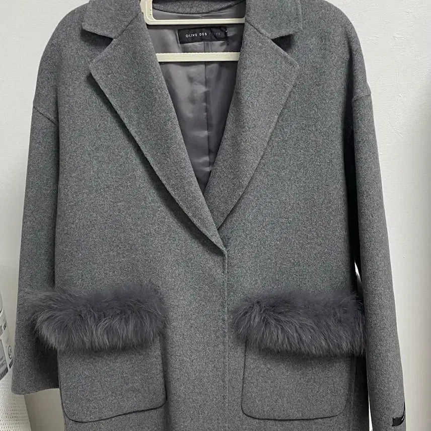 [BUNJANG] Olive des Olive Grey Fur Coat / 올리브데올리브 그레이 퍼 코트