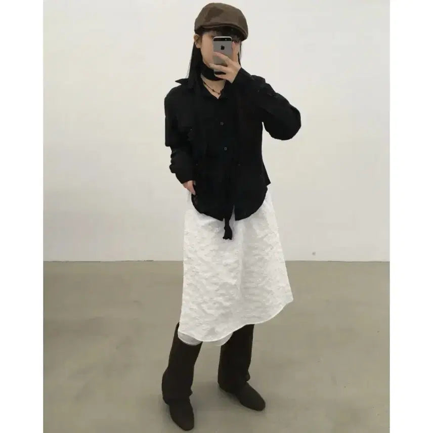 [BUNJANG] Black Up Wide Shirring Middle Boots Brown / [245] 블랙업 와이드 셔링 미들 부츠 브라운 소브 마리공주