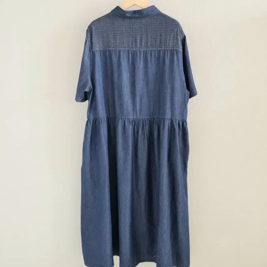 [BUNJANG] Denim Short-Sleeve Long Dress / 청 데님 반팔 롱 원피스