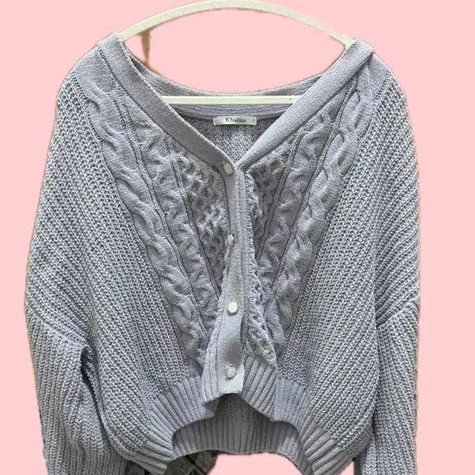 [BUNJANG] Lavender Cable Knit Cardigan / 낭낭한 라벤더 니트 가디건