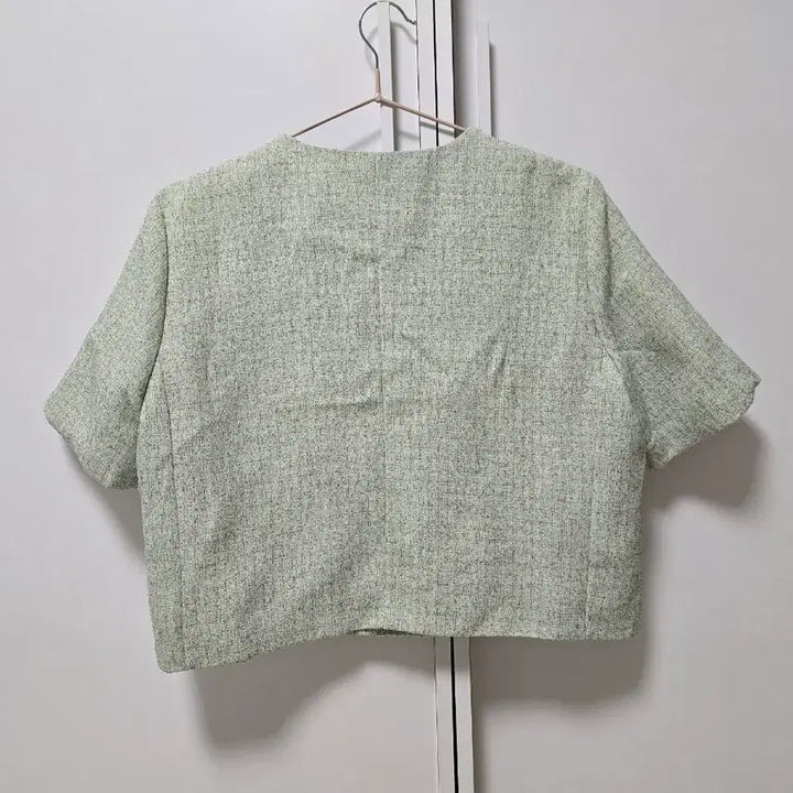[BUNJANG] Half-Sleeve Tweed Jacket - Green / (새상품)그린 반팔 트위드자켓