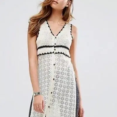 [BUNJANG] Mango Long Crochet Vest / 새) 망고 롱~크로쉐 베스트
