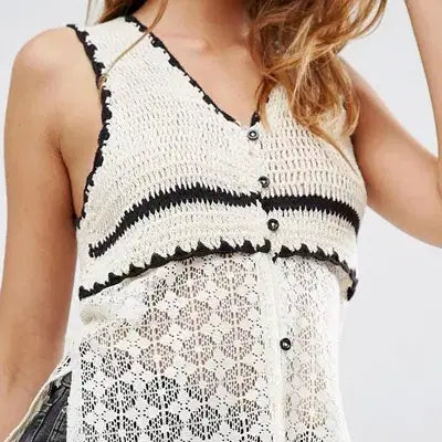 [BUNJANG] Mango Long Crochet Vest / 새) 망고 롱~크로쉐 베스트