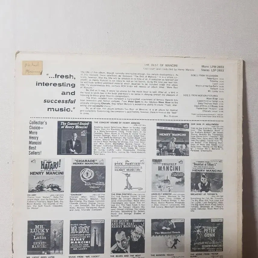 [BUNJANG] Henry Mancini Easy Listening LP Vinyl / Henry Mancini 경음악lp 염가엘피 바이닐 vinyl 수입lp